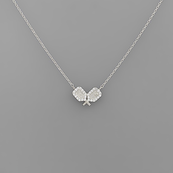 Pave Pickleball Pendant Necklace - Picture 2 of 2